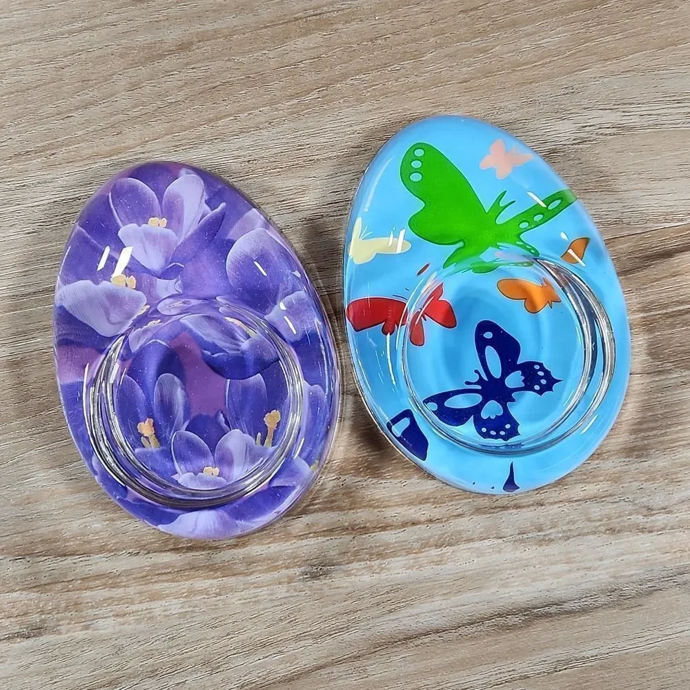 🩵NIB Partylite Purple & Blue Spring Glass Egg Tealight Pair - Picture 3 of 5